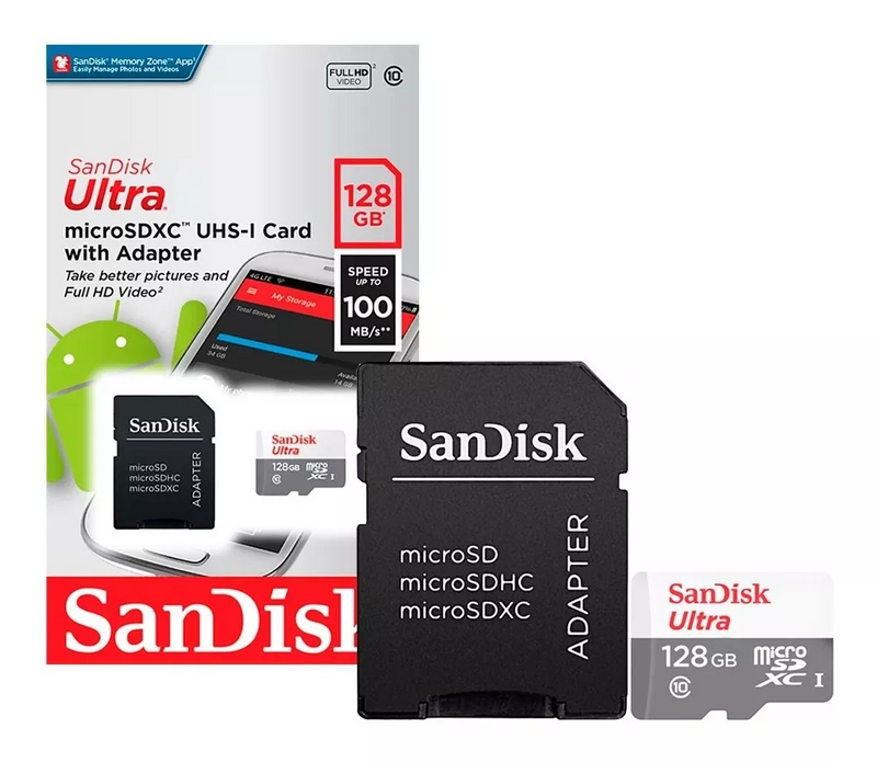 Cartão De Memória Micro Sd Sandisk 128gb Classe 10 Ultra