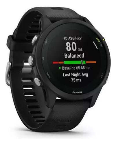 Smartwatch Garmin Forerunner 255 Music 1.3" caixa 46mm preta, pulseira preta e o arco preto de polímero reforçado com fibra